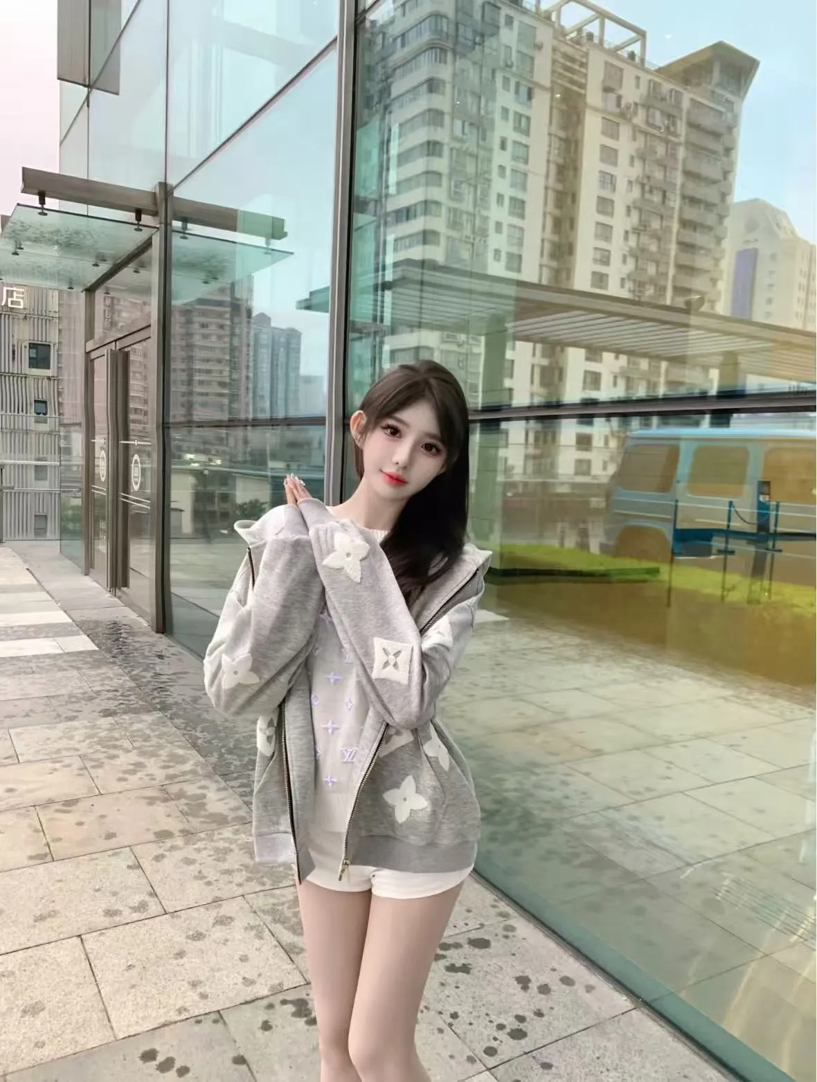 Louis Vuitton/Louis Vuitton towel logo zipper hooded sweatshirt jacket